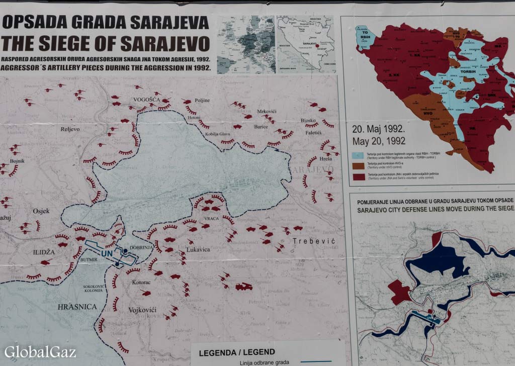 map of the siege in sarajevo